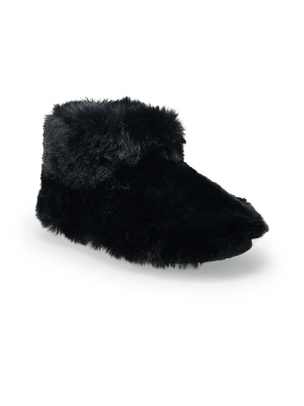LC Lauren Conrad Faux Fur Slip On Boot Slippers NEW Black Size 9-10 XL